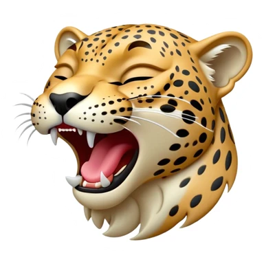 cinematic-realistic-yawning-jaguar-portrait-emoji,-head-tilted-slightly-with-a-dramatic,-wide-open-yawn,-showcasing-a-lithe,-graceful-build-with-distinctive-rosette-patterns-and-sleepy,-half-closed-eyes,-simplified-yet-irresistibly-adorable sticker