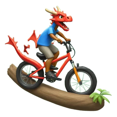 Dragon riding a mountain bike on a bonsai pipeline sticker