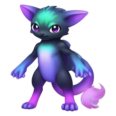 Cute cool black nebula fading green blue purple pink gradient animal hybrid Fakemon full body sticker