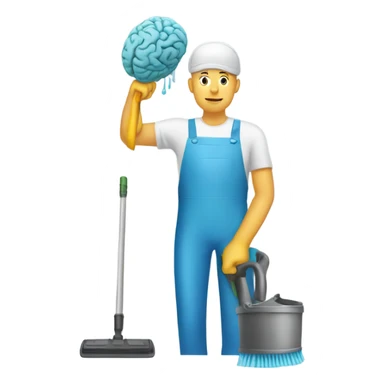 Man cleaning brain sticker