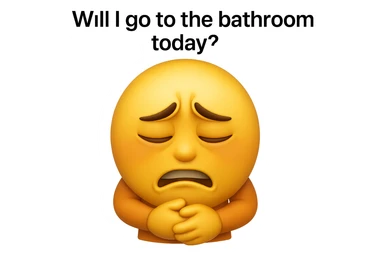 emoji stile iphone che riguarda l'argomento "stipsi/andrò al bagno oggi?", iperrealistico 4k sticker