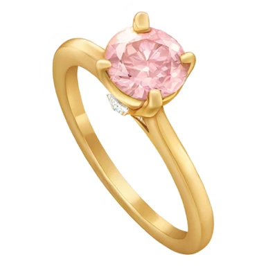 Gold engagement ring with light pink diamond  sticker
