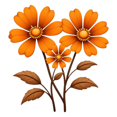 Brown and orange flowers on a plain white background  sticker