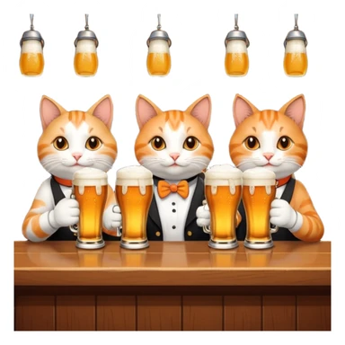 four happy cats drinking beers together sticker