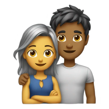 Fille et garçon embrasse sticker