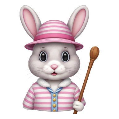 bunny wearing gondolier striped shirt and hat sticker