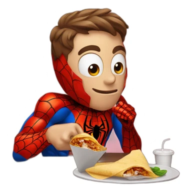 Spiderman eating burrito sticker