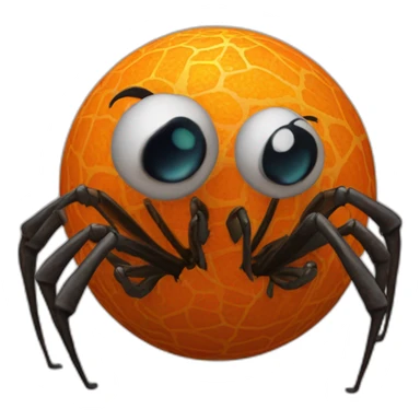 3d sphere with a cartoon orange earth Spider skin texture with whimsical eyes sticker
