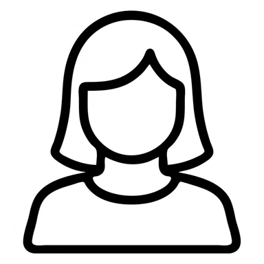 icon style illustration of a woman with blue hair, minimal and modern sticker