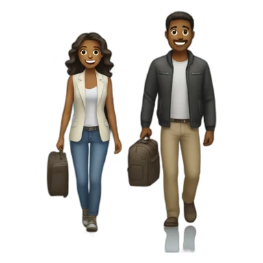  couple white in airport sticker