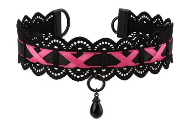 BLACKPINK-inspired gothic choker , no hearts, black and pink, cute, remove background sticker