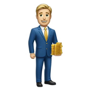 Posh-man-with-blue-suit-offering-goldbar sticker
