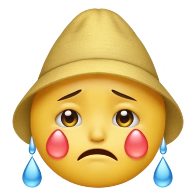 A emoji cry with a hat sticker