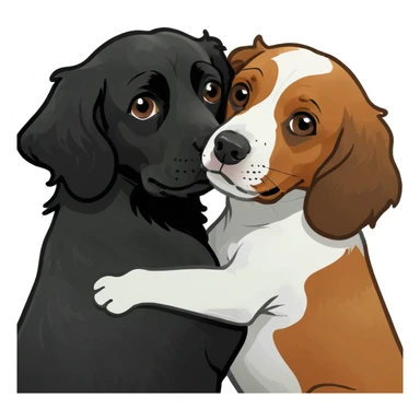 One black spaniel and one ginger spaniel hugging sticker