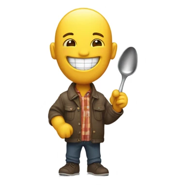 Emoji holding spoon and lighter sticker