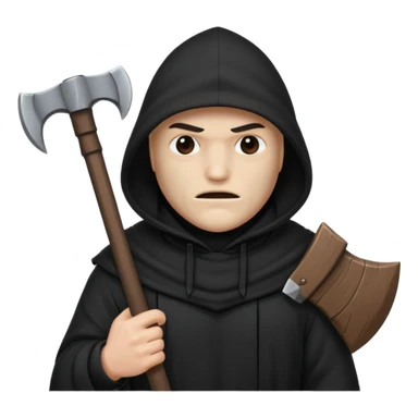 an executioner with a black hood/ sheet on his face so we can't see his face and a big axe in his hand sticker