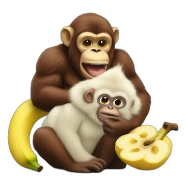 Glace Yellowstone with cherry and banana eated by a monkey sticker