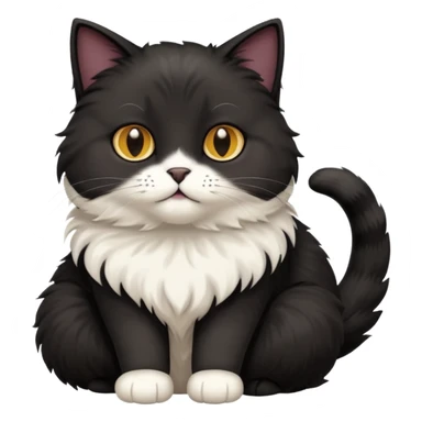 black fluffy cat with white paws and a white stomach  sticker