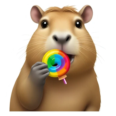 capybara eating a lollipop sticker