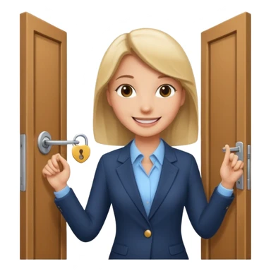 Corretor de imóveis abrindo porta com chave sticker