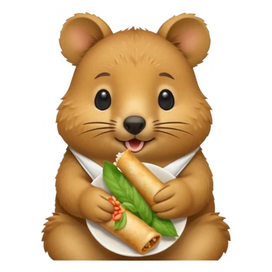 quokka eating spring roll sticker