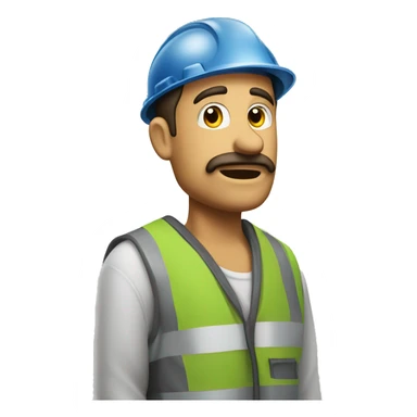 constructor guy thinking with his hand on this chin sticker