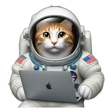 cat astronaut with mac book sticker