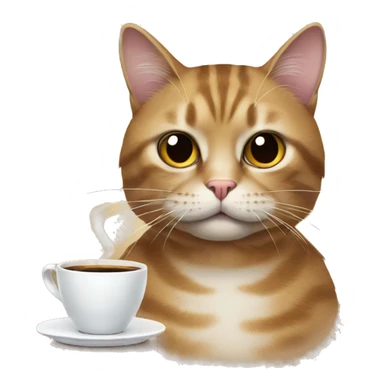 Cat with coffee and cigarete sticker