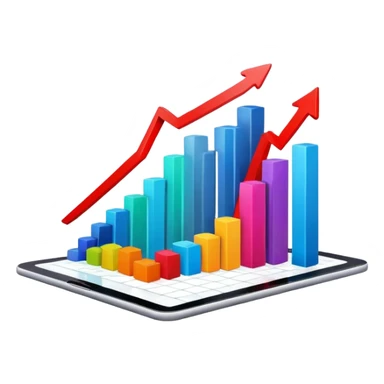 business chart with rising statistics sticker