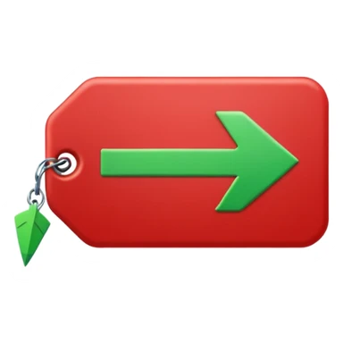 Tag vermelha com uma flecha pra cima verde do lado sticker