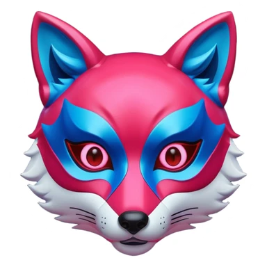Luminous and neon mask with red, blue and pink fox glow. sticker