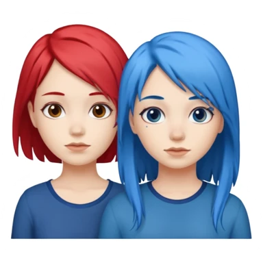 👭one having blue hair and one having red hair sticker