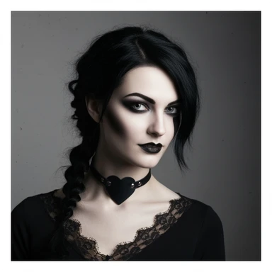 goth profile picture with a heart accent, cute, expressive, minimal, variation 3 sticker