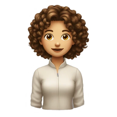 fille cheveux bouclés brun foncé long  sticker