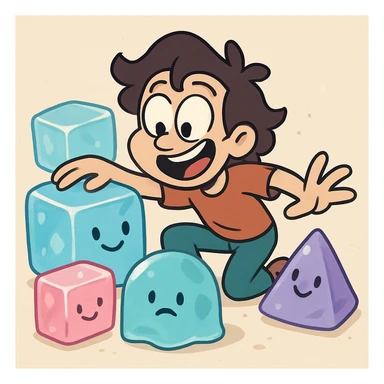 cartoon style ice, colorful, simple shapes, playful sticker