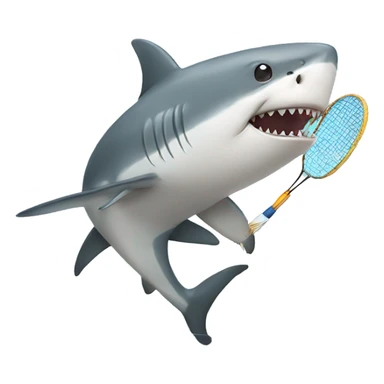 shark playing badminton sticker