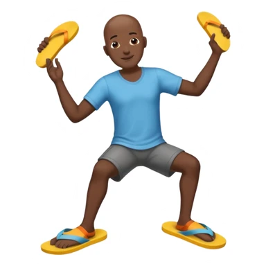 Black bald man tapping his flip flops  sticker