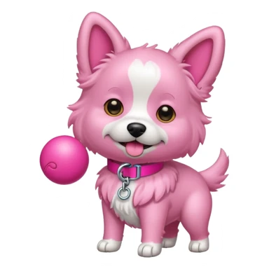 pink girly dog playing fetch sticker