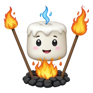 melting Marshmallow on fire wuth stick sticker