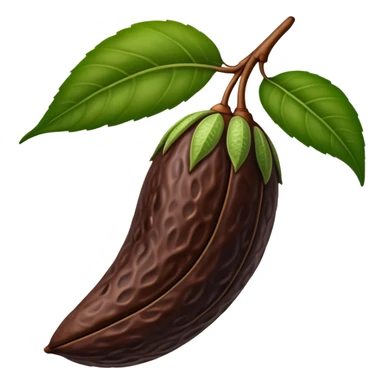 single tonka bean with a green leaf sticker