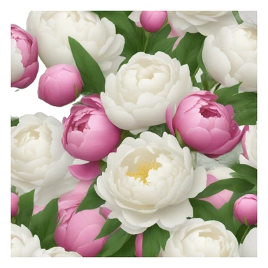 Bouquet with white and pink peonies  sticker