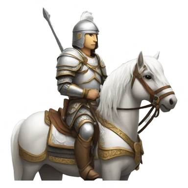 a white avar nomadic soldier on a horse from the side with little armor on sticker