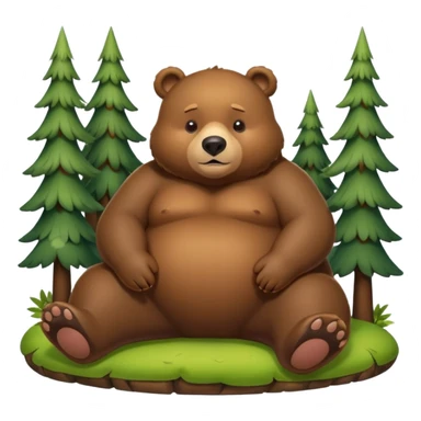 chubby bear lounging in a sunny forest sticker