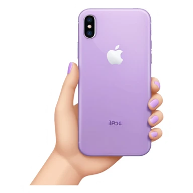 close up of a pastel purple iPhone in hand, back view, iOS Apple emoji style sticker