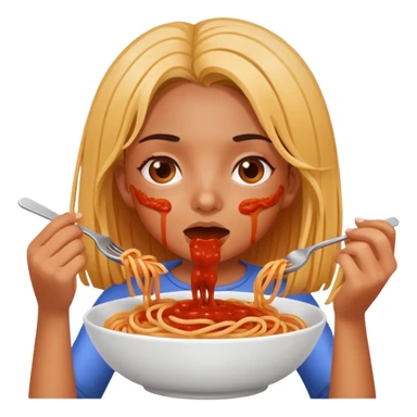 Girl eating spaghetti sticker