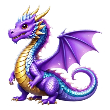 glitter purple dragon sticker