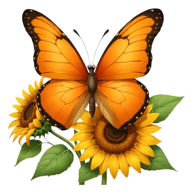 orange Butterfly on Sunflower side angle sticker