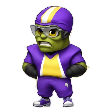 Mojo jojo, jugando al fútbol con camiseta violeta y línea diagonal amarilla  sticker