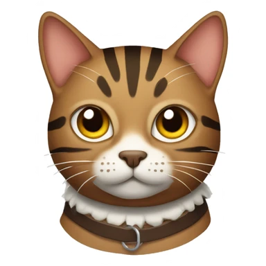 brown striped cat with spike collar sticker