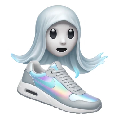 A holographic ghost wearing sneakers sticker